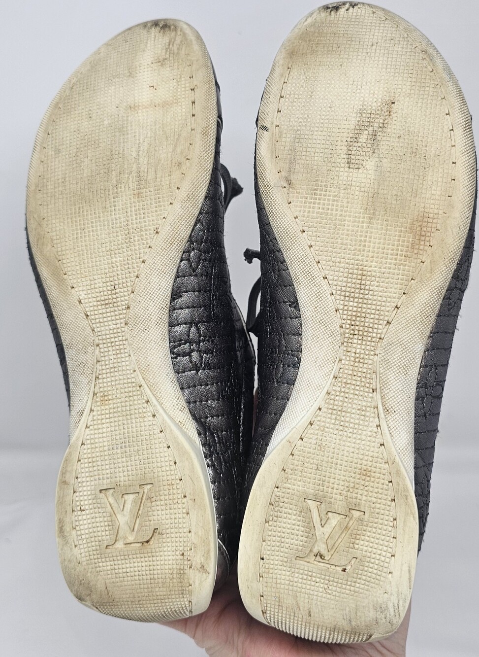 Louis Vuitton Silver Metallic Monogram Tennis Stitch Sneakers Sz EU 36.5 US 6.5 - Picture 9 of 15